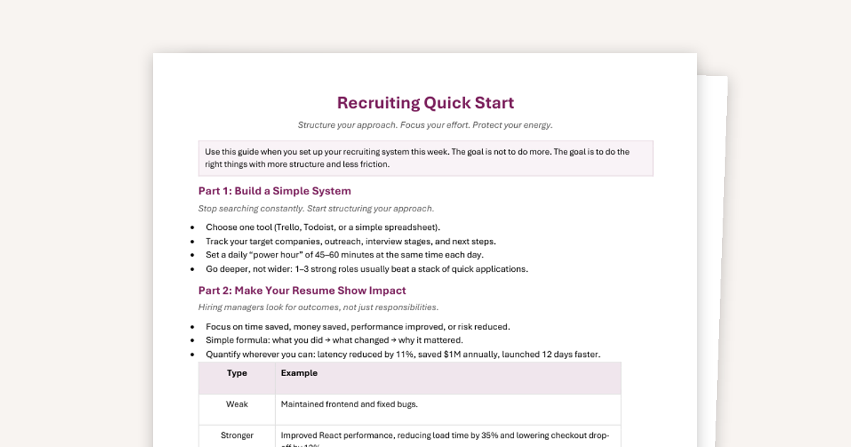 SWE Recruiting Quick Start