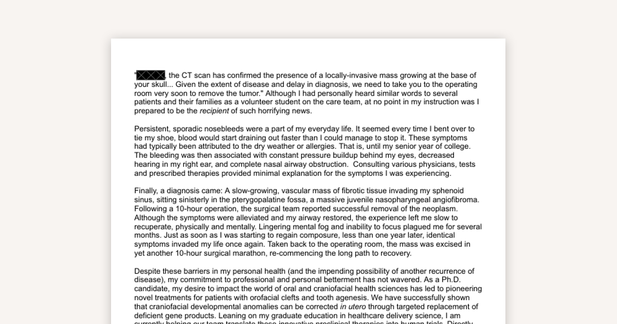 Personal Statement Example that Worked