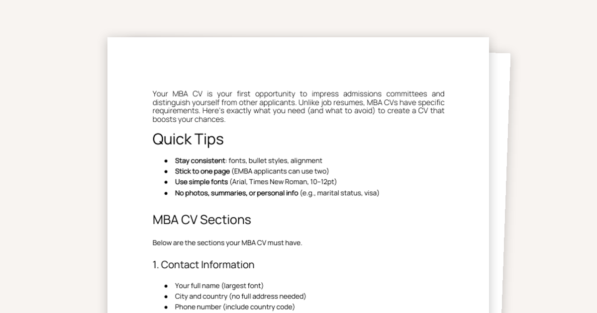 How to Write an MBA Resume