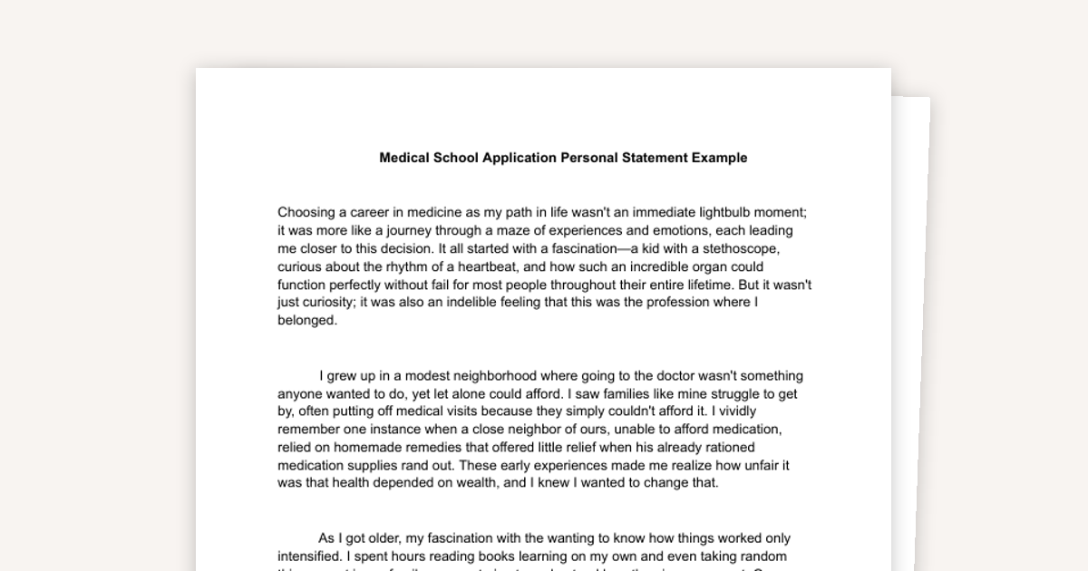 Med School Personal Statement: Harvard Sample
