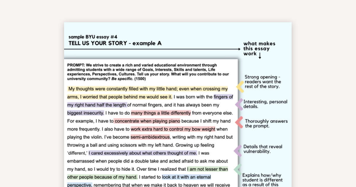 BYU "Tell Us Your Story" Example Essay: Physical Difference