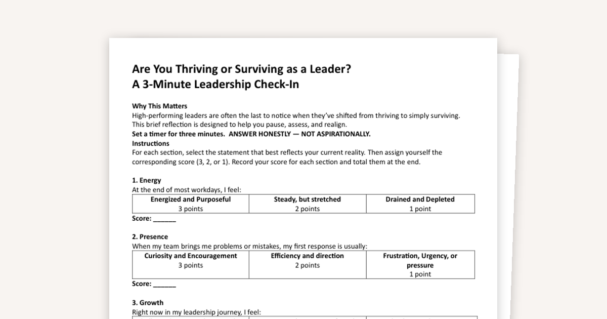 Are You Thriving or Surviving as a Leader?