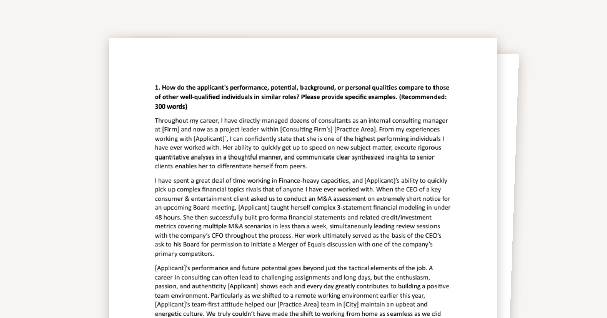 HBS Recommendation Letter Sample: A Winning Profile