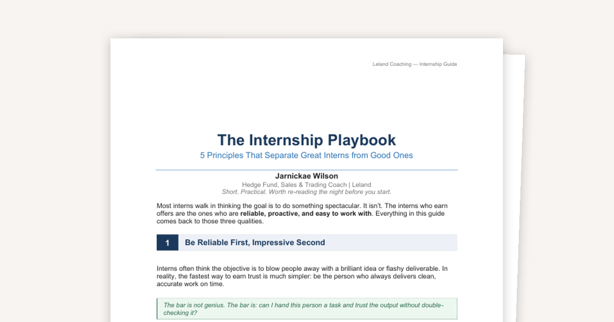 Acing the Sales & Trading Internship