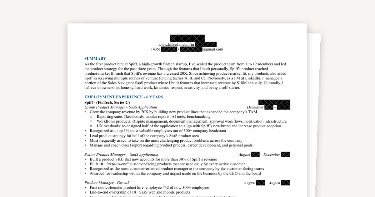 Senior Product Manager Example Resume