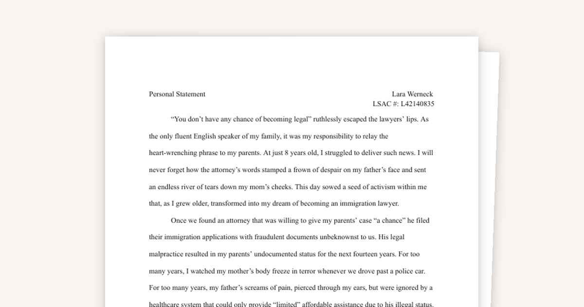 Law School Personal Statement Sample (CLS Acceptance)