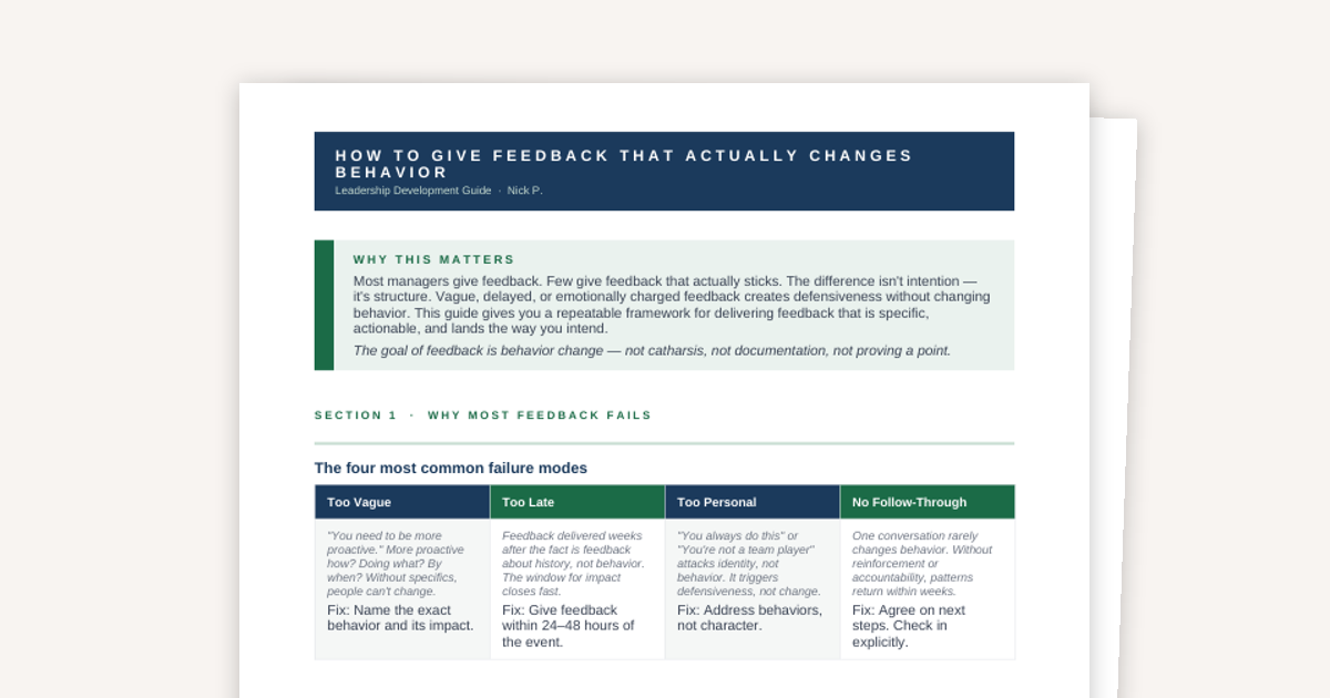 How to Give Feedback That Actually Changes Behavior