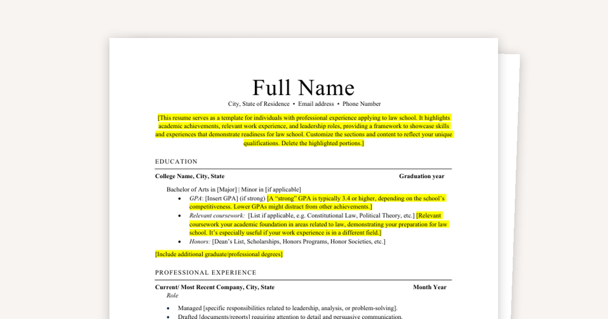 Law School Resume Outline: A Strategic Guide