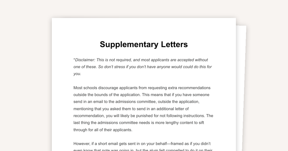 Supplementary Letters