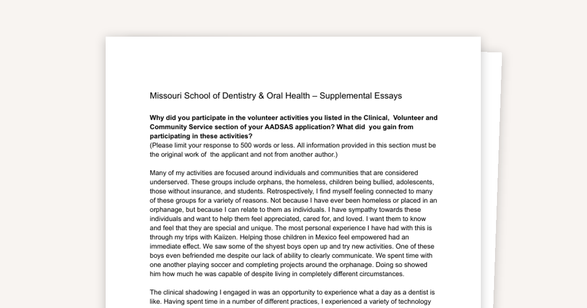 ATSU Dental School Essay Examples
