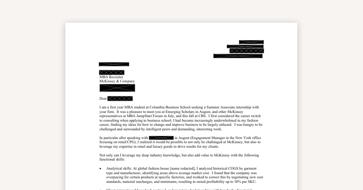 Inside a McKinsey Cover Letter: How to Stand Out