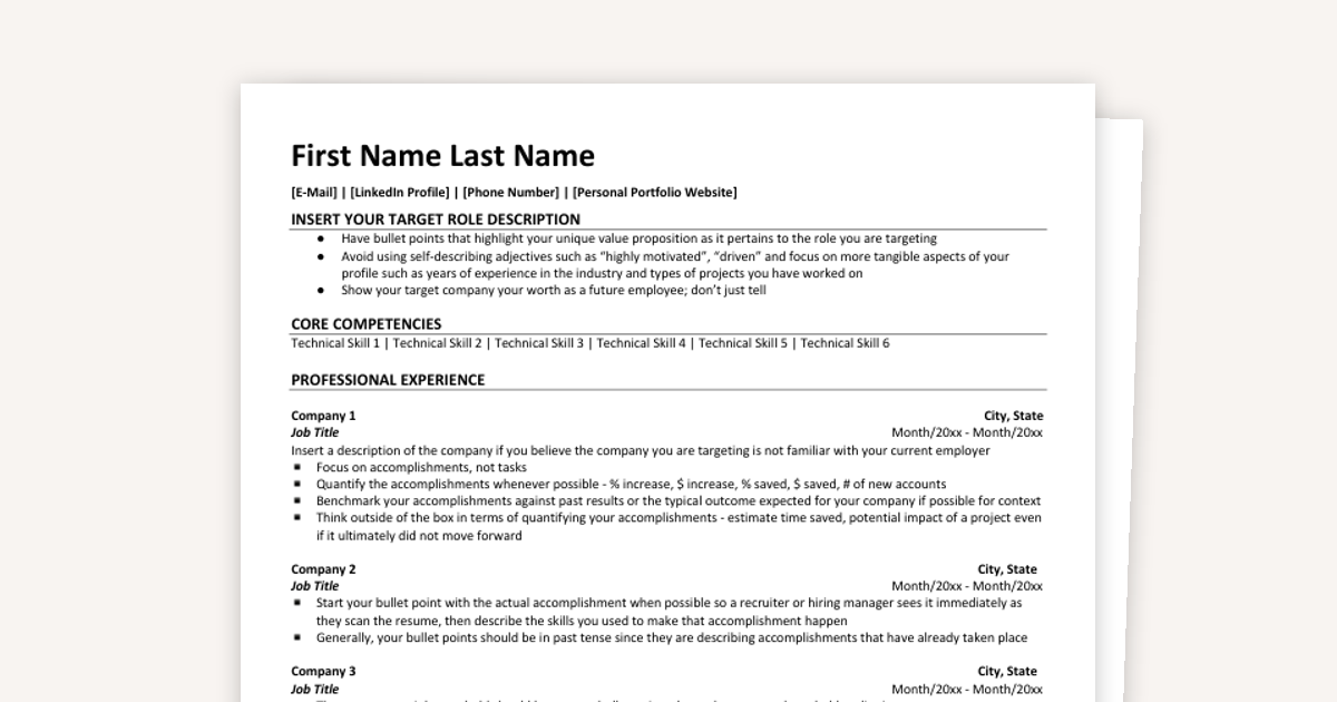 Experienced Applicant Resume Guide and Template