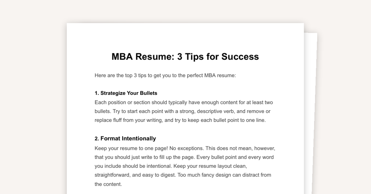 MBA Resume: 3 Tips for Success