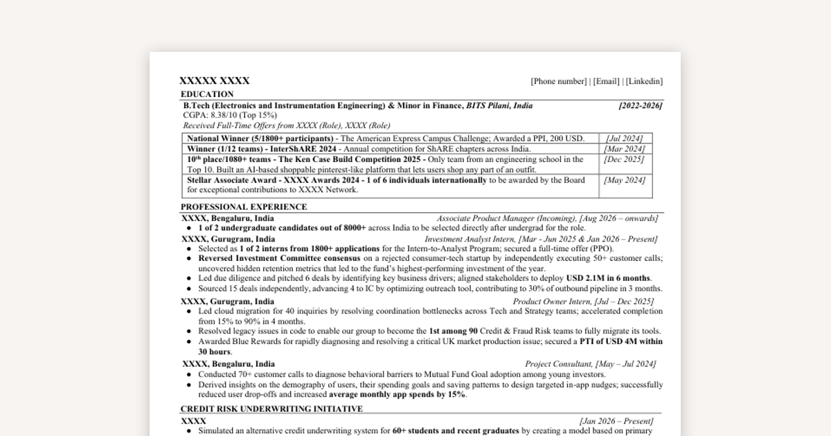 The Resume That Got Into Wharton - Deferred Admit