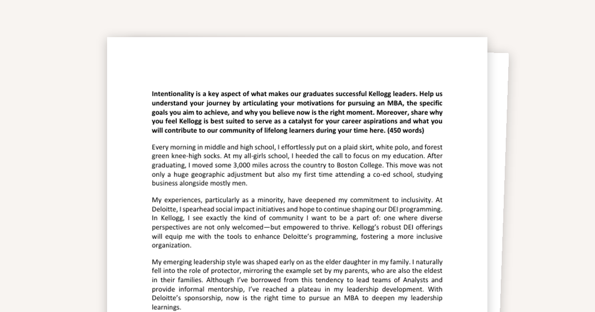 Kellogg MBA Essay #1