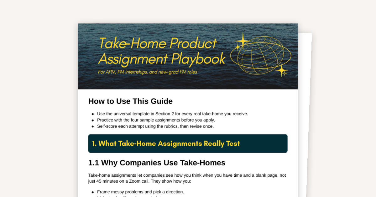 Take‑Home Assignment Playbook for APM & New‑Grad PMs