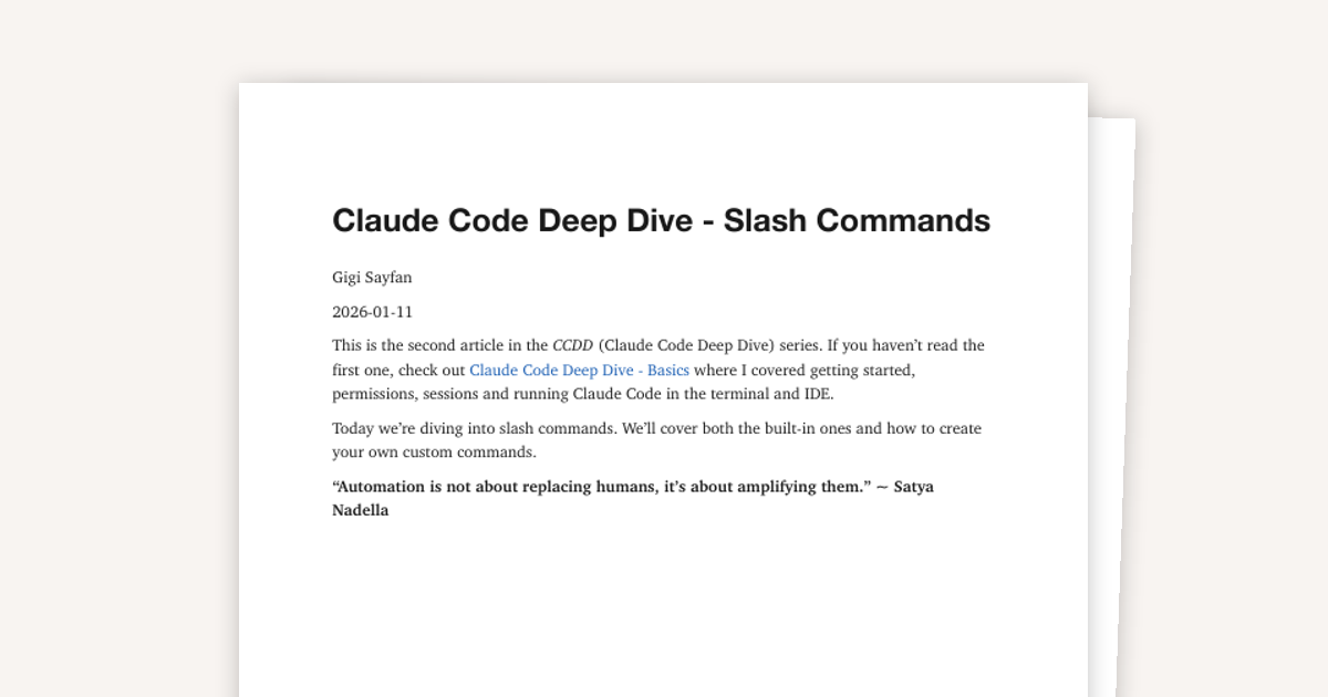 Claude Code Deep Dive - Slash Commands