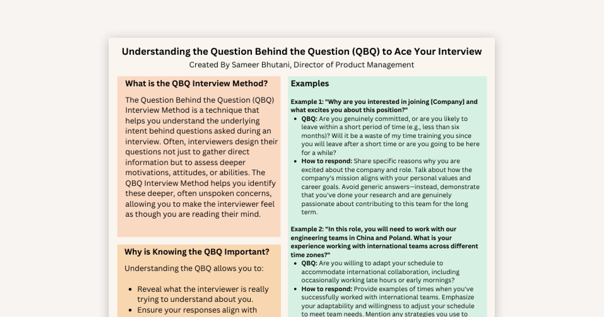 Ace Your Interview: The QBQ Method
