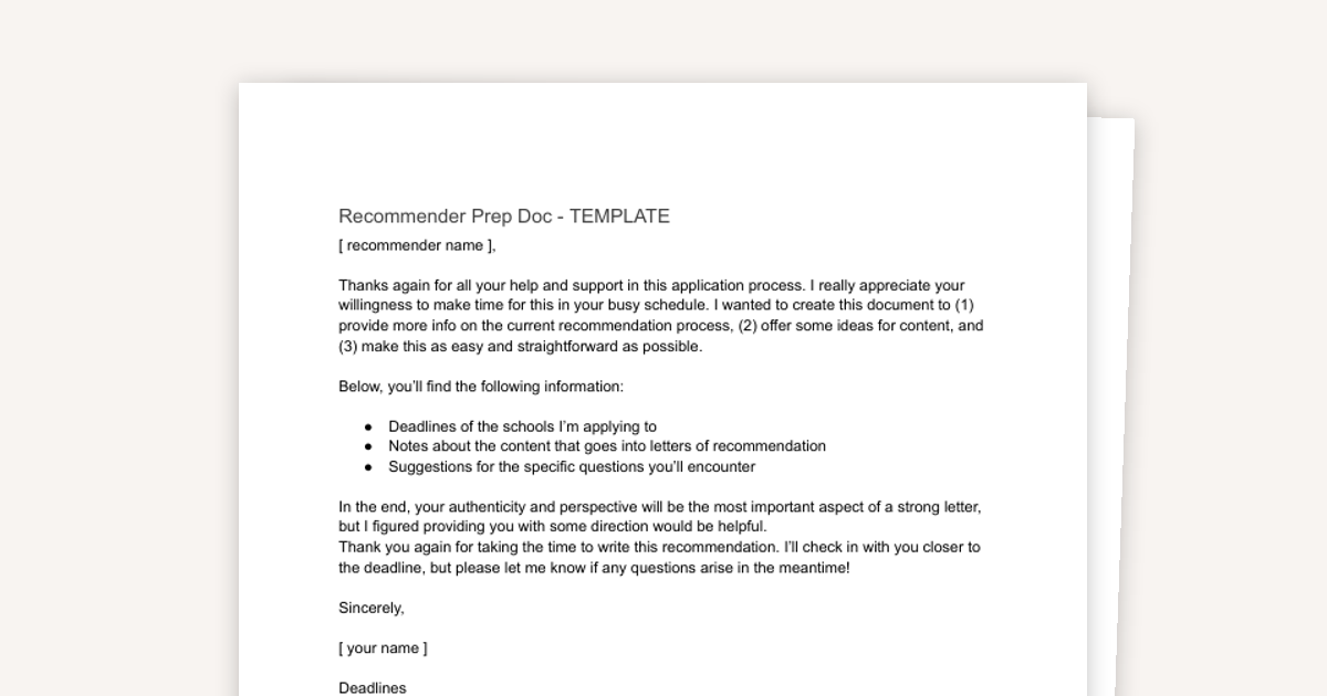 Recommender Prep Doc: Secure a Powerful LOR