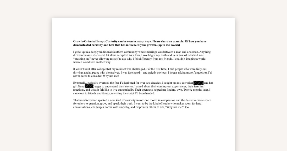 Accepted Harvard Essay 3 Example