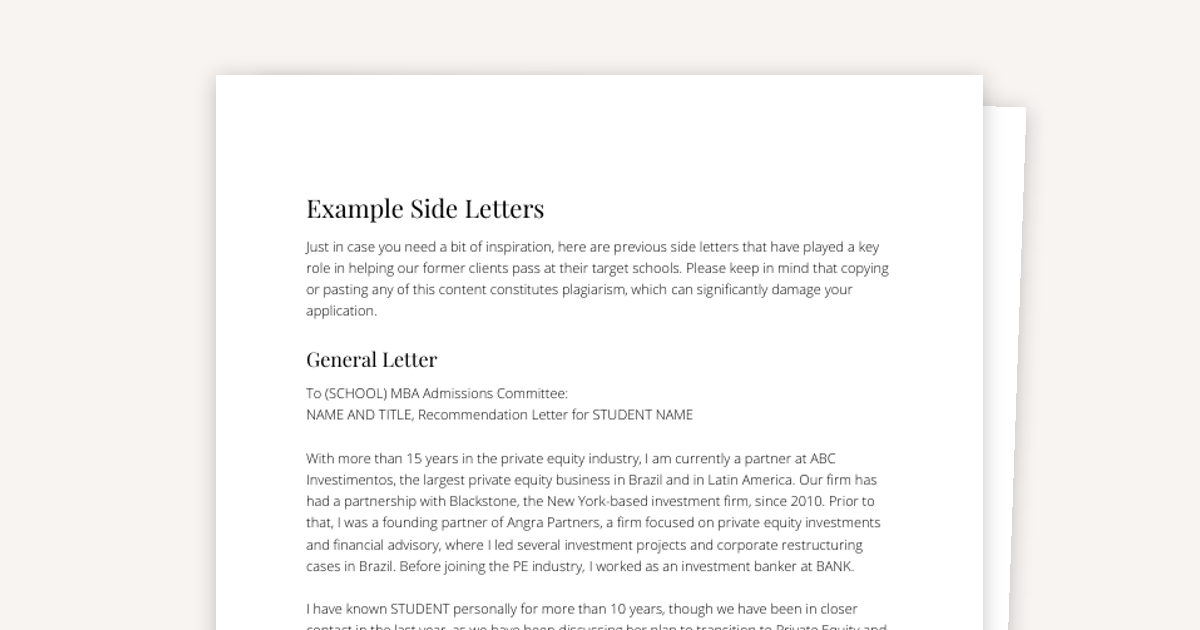 Example MBA Side Letters
