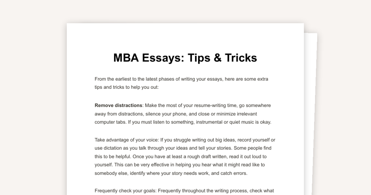 MBA Essays: Tips & Tricks