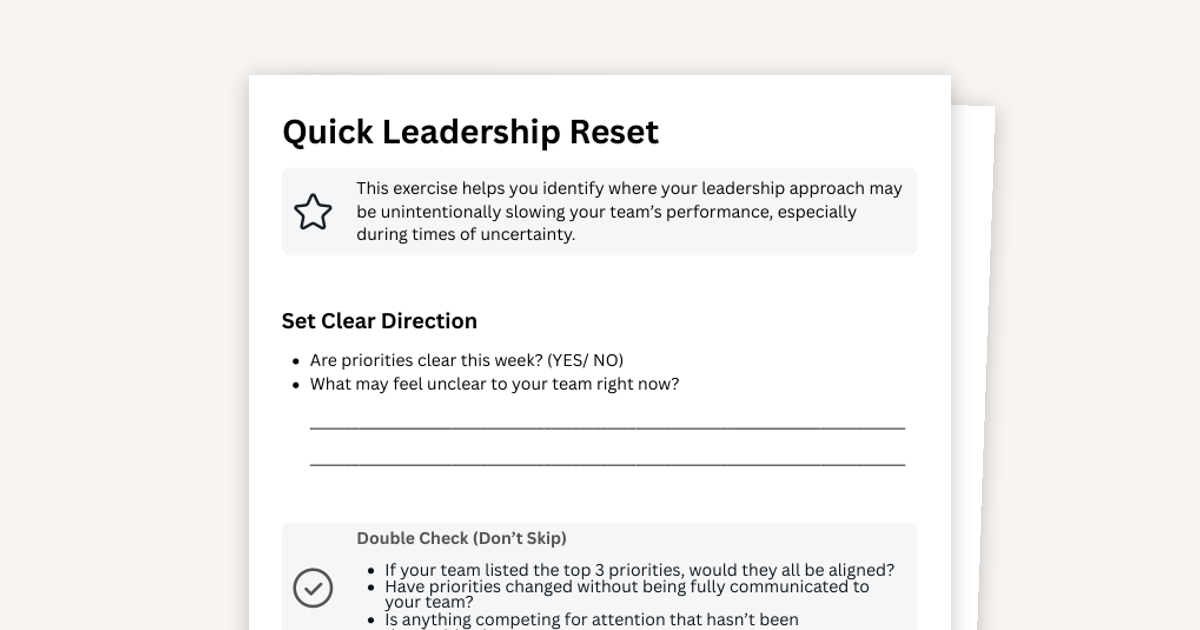 Quick Leadership Reset