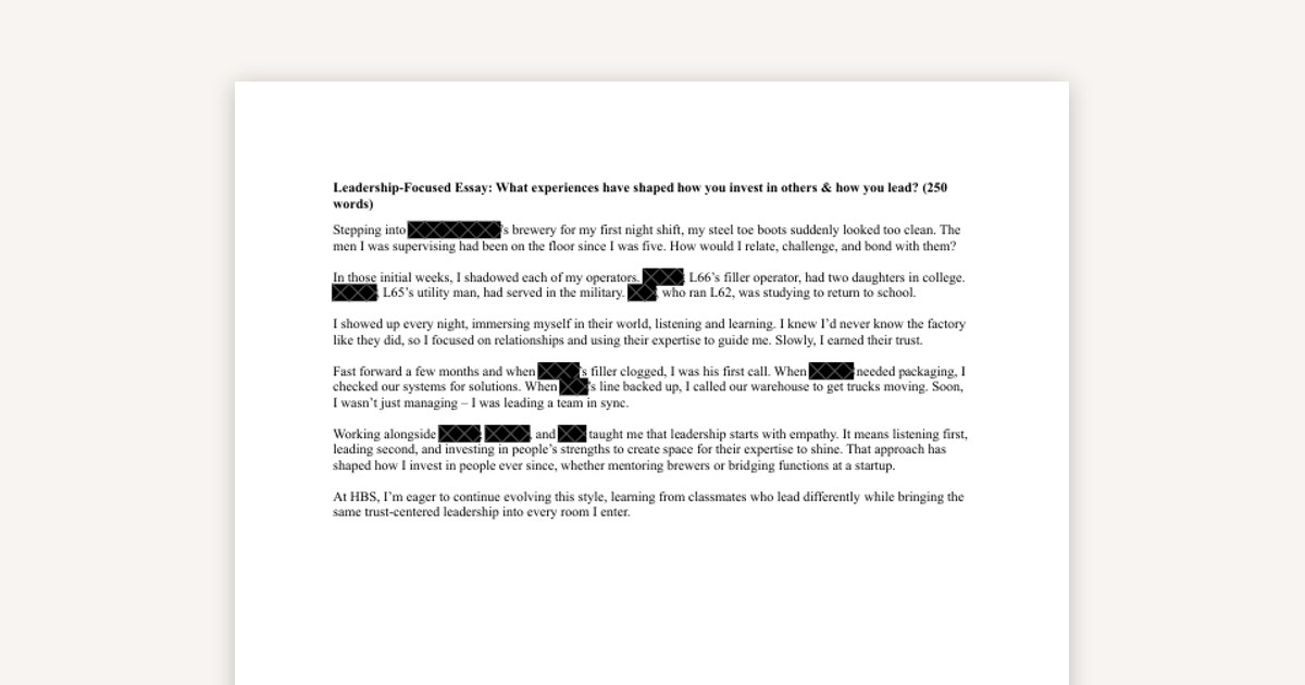 Harvard Essay 2 Example