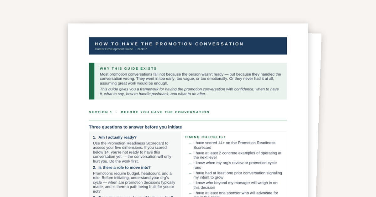 How To Have the Promotion Conversation