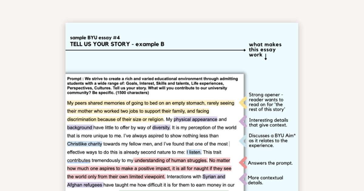 BYU "Tell Us Your Story" Example Essay - Listening