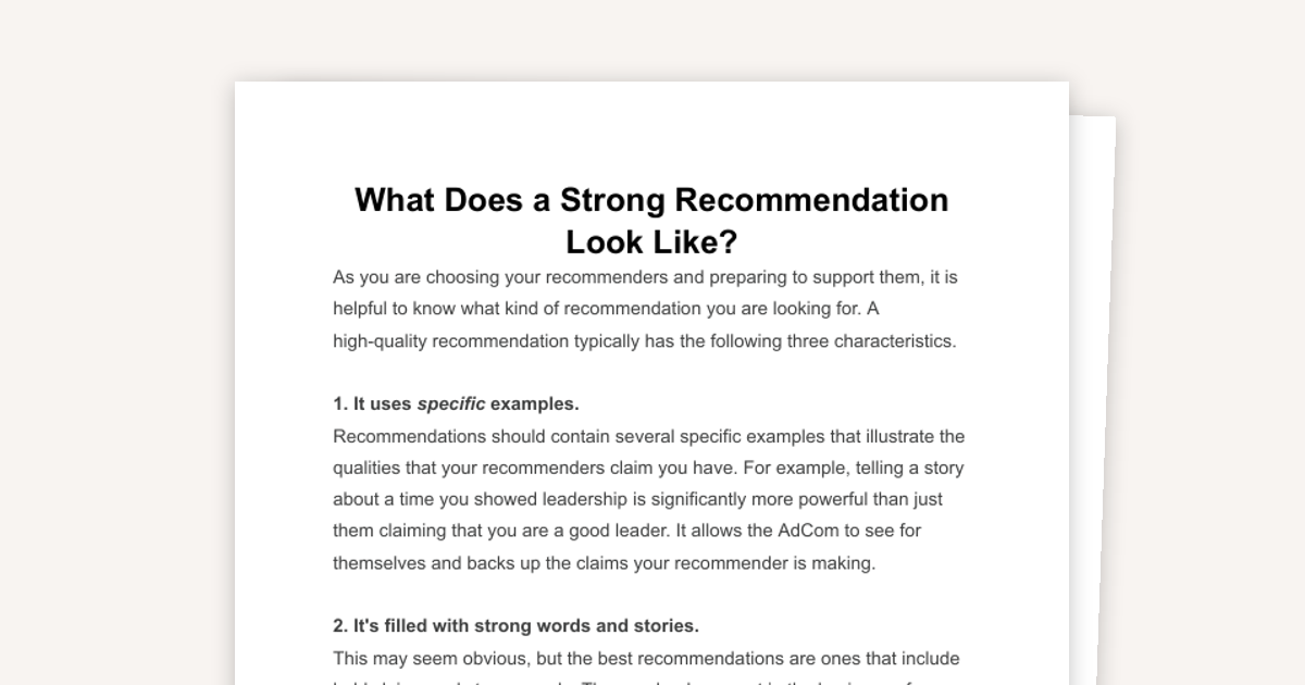 What does a Strong Recommendation Look Like?