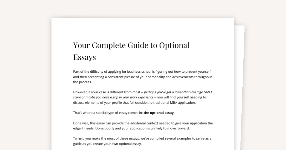 MBA Optional Essays - Your Complete Guide
