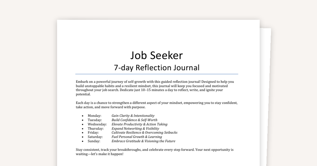Job Seeker 7-day Reflection Journal