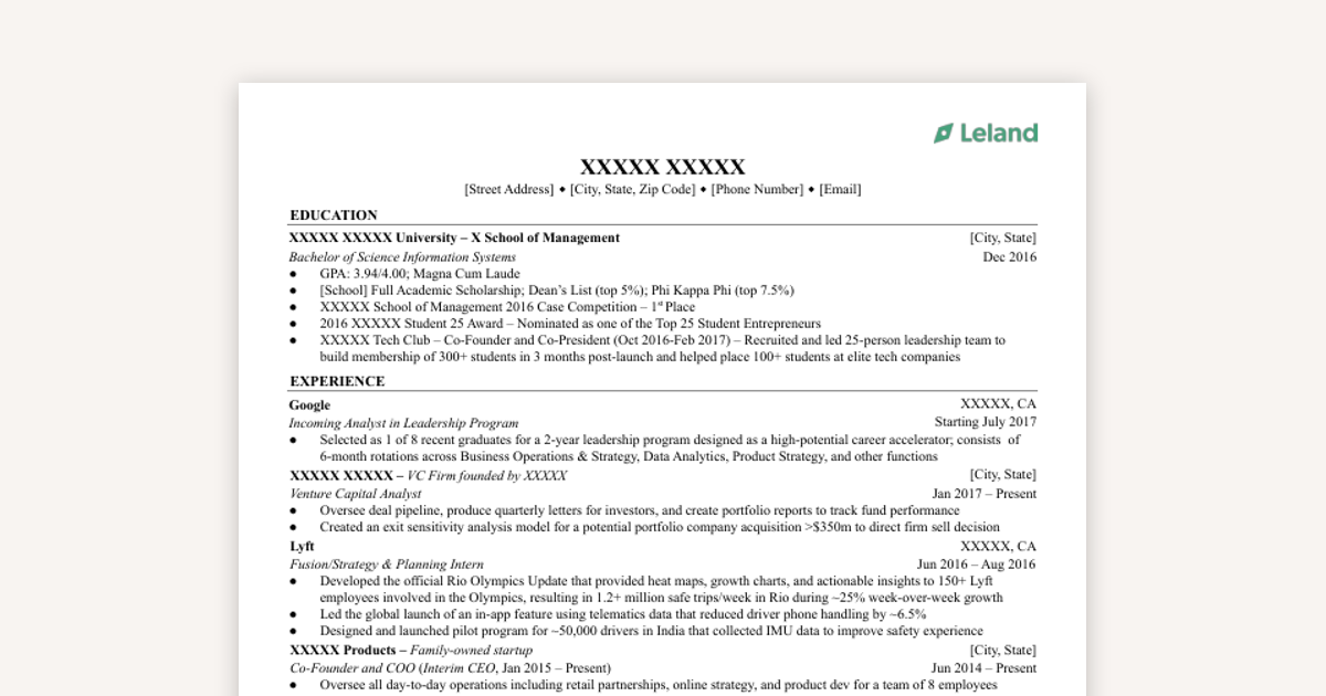 The Resume That Landed Stanford & Harvard Deferred MBA Offers