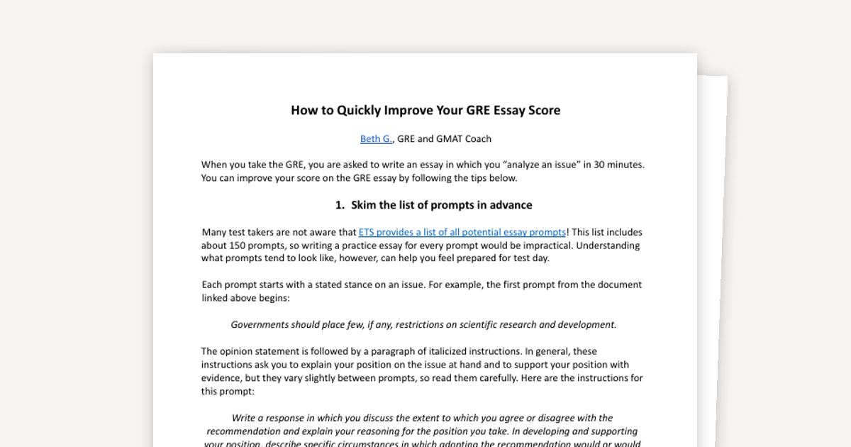 How to Quickly Improve Your GRE Essay Score