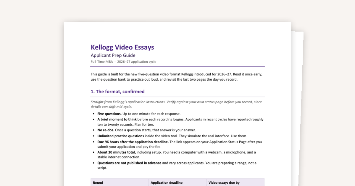 Kellogg Video Essay Prep Guide