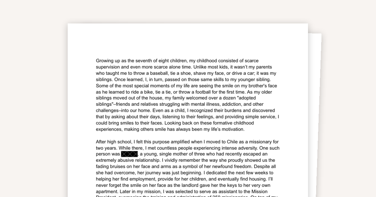 HBS Example Essay – Building for Impact, One Smile at a Time