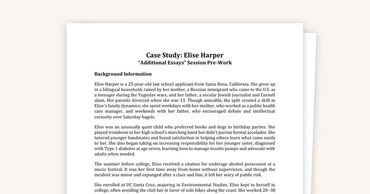 Additional Essays: Case Study