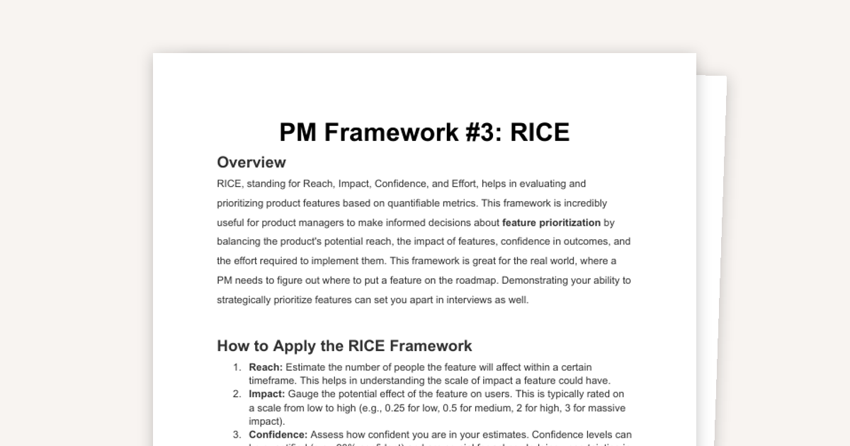 Framework: RICE (Prioritization)