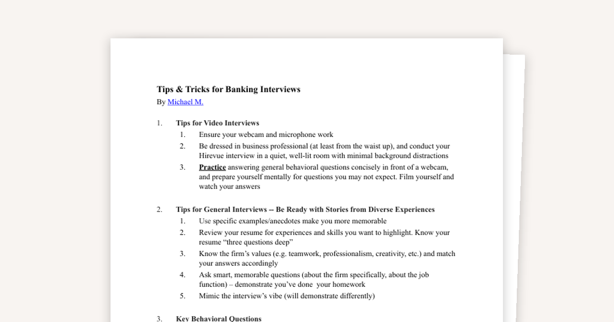 Tips and Tricks for Investment Banking Interviews