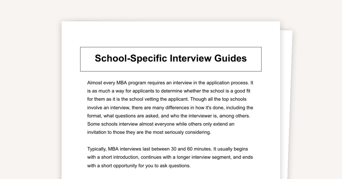 School-Specific Interview Guides