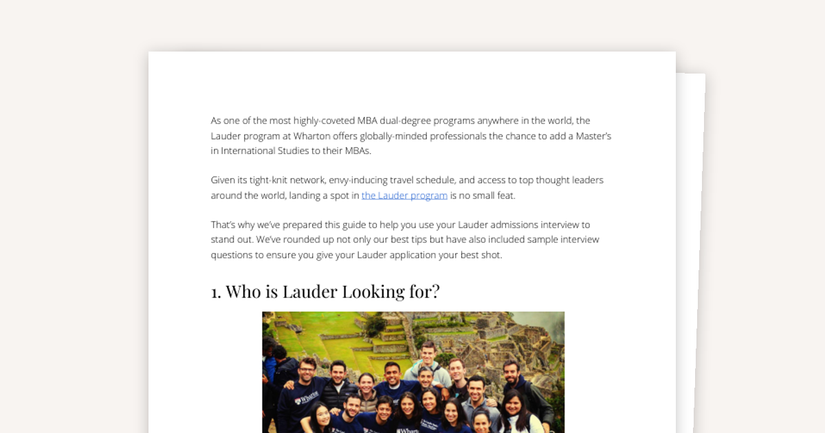 2026-2027 Wharton Lauder MBA Essay Analysis