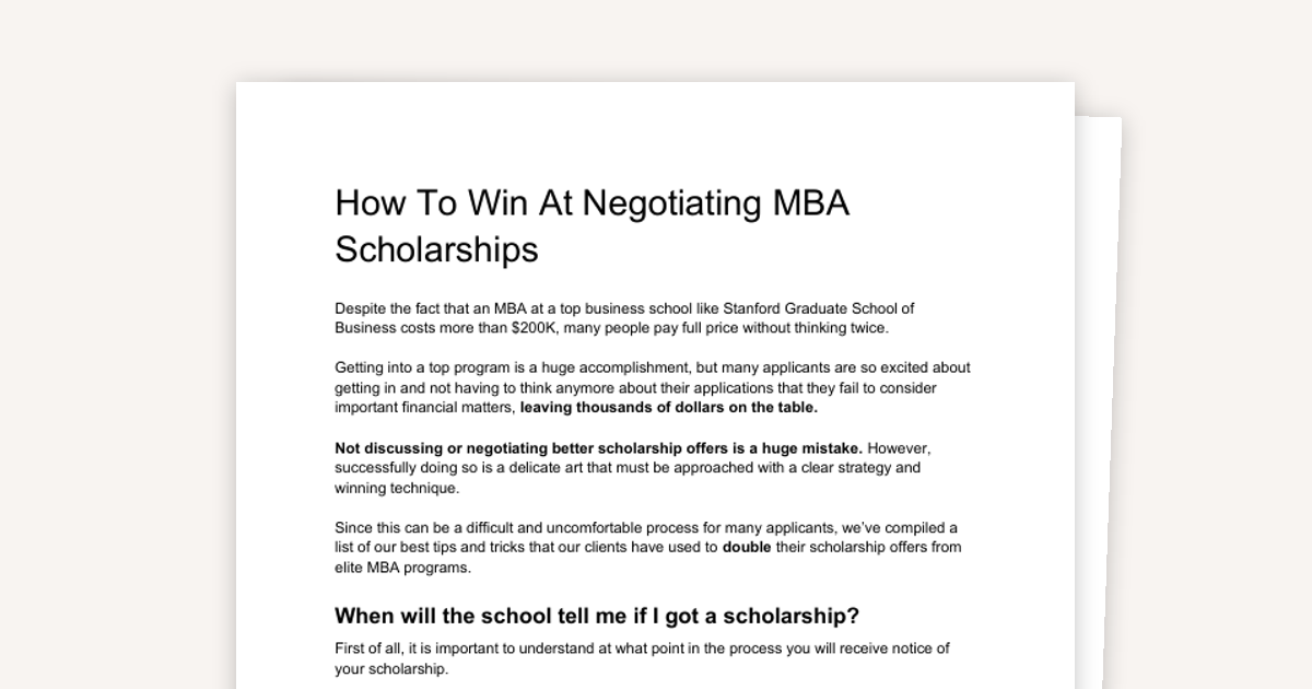 Guide to Negotiating MBA Scholarships