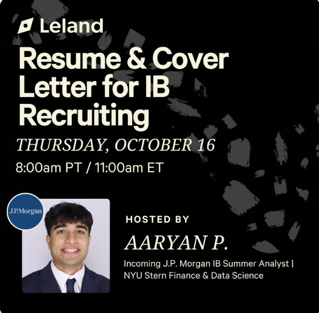 Resume & Cover Letter for IB Recruiting