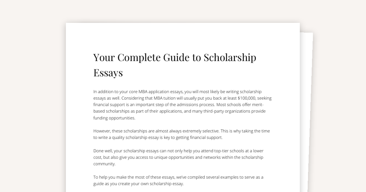 Your Complete Guide to MBA Scholarship Essays