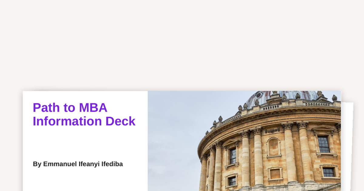 Path to MBA Information Deck