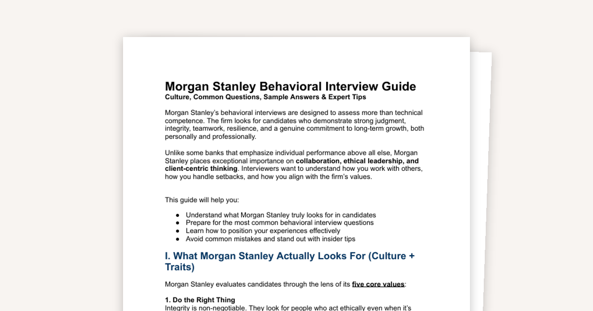 Morgan Stanley Behavioral Interview Guide