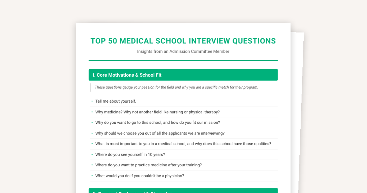 Top 50 Medical School Interview Questions