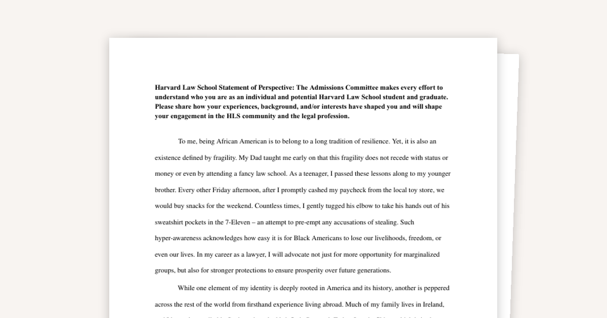 Harvard Law School Diversity Statement Example - Resilience and Fragility from a Global Perspective