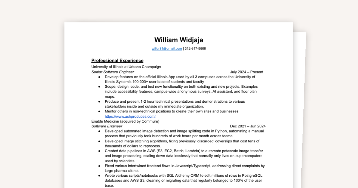 Sample Senior Software Engineer Resume